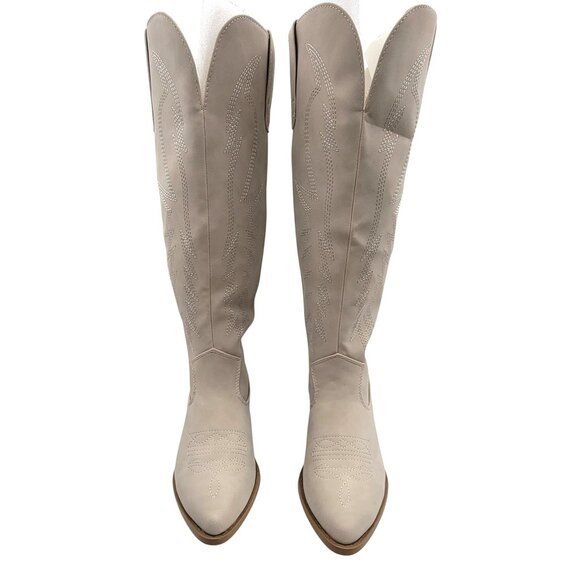 Soda Emery Boot Knee-High Western Boots Faux Suede Sand Womens Size 8.5 New - Picture 3 of 12